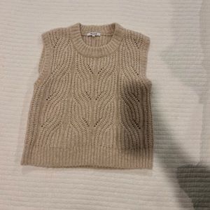 Madewell wool sweater vest, cream/tan, crew neck